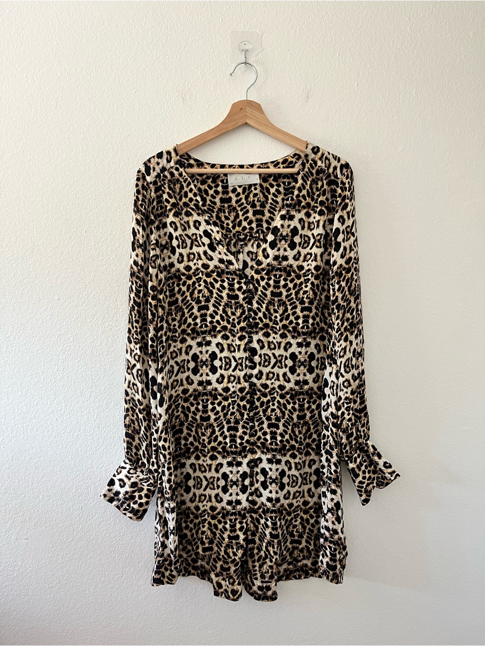 A.L.C. Daisy Dress Silk Leopard Print‎ Dress Size Medium